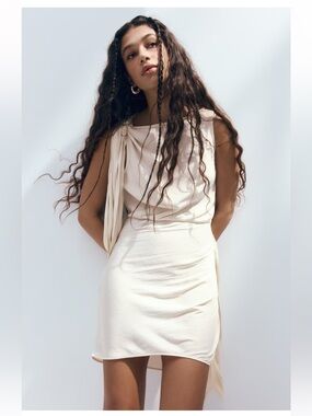 Tie detail boat neck dress
